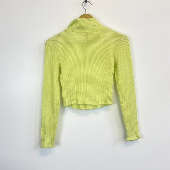 BDG Neon Waffle Knit Quarter Zip Crop Top - Picture 8 of 10